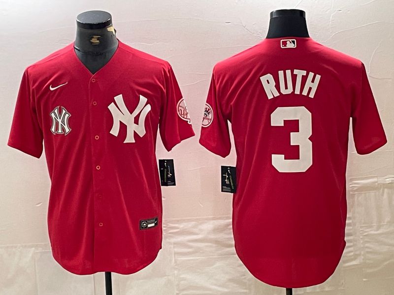 Men New York Yankees #3 Ruth Red joint name Nike 2024 MLB Jersey style 2->new york yankees->MLB Jersey